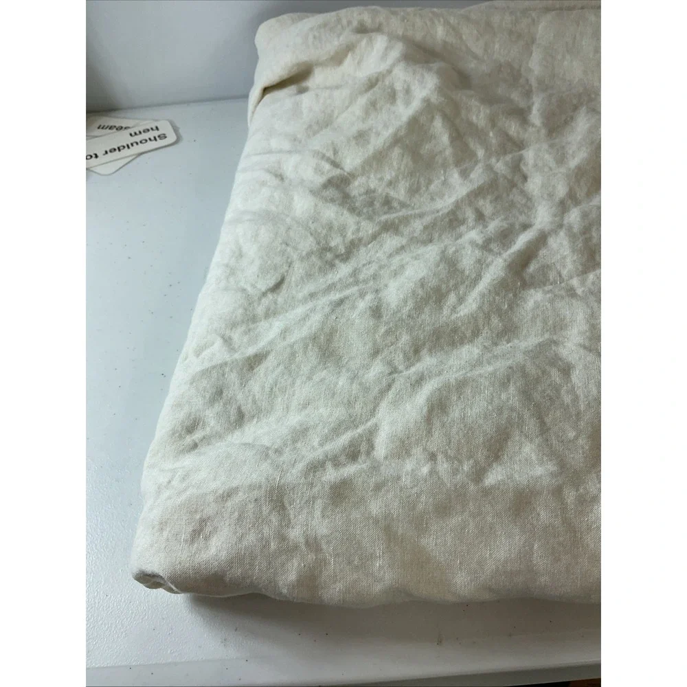 West Elm Tan Natural 100% European Flax Linen Queen Duvet Cover Excellent
